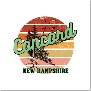 Concord New Hampshire Retro Vintage Sunset Posters and Art